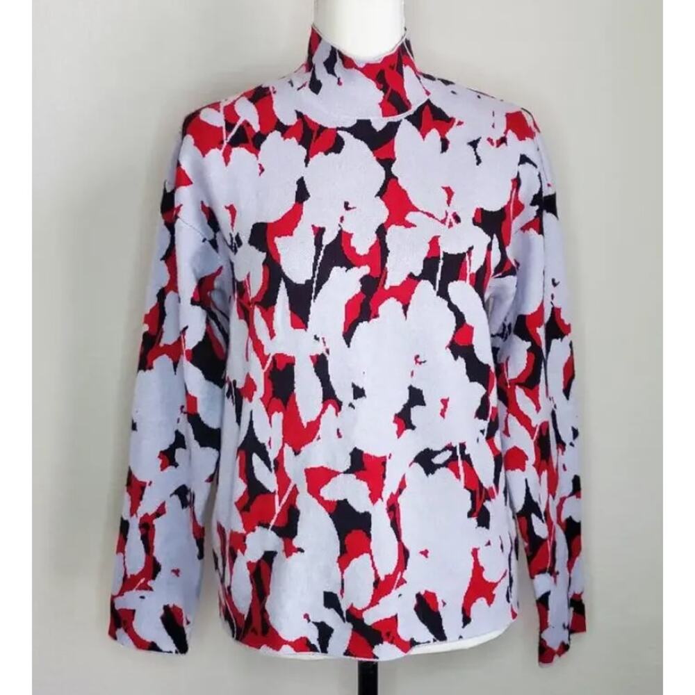 Anthropologie Lizzie Mock Neck Red and Black Sweater Small - Picture 3 of 3